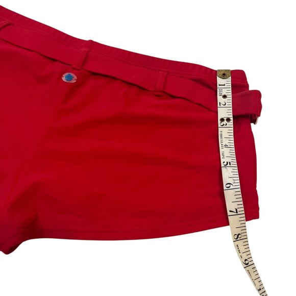 AQUA ROSE Bathing Suit Boy Shorts Bottoms Size Large Red Buckle Detail Belt Loop - Picture 10 of 13
